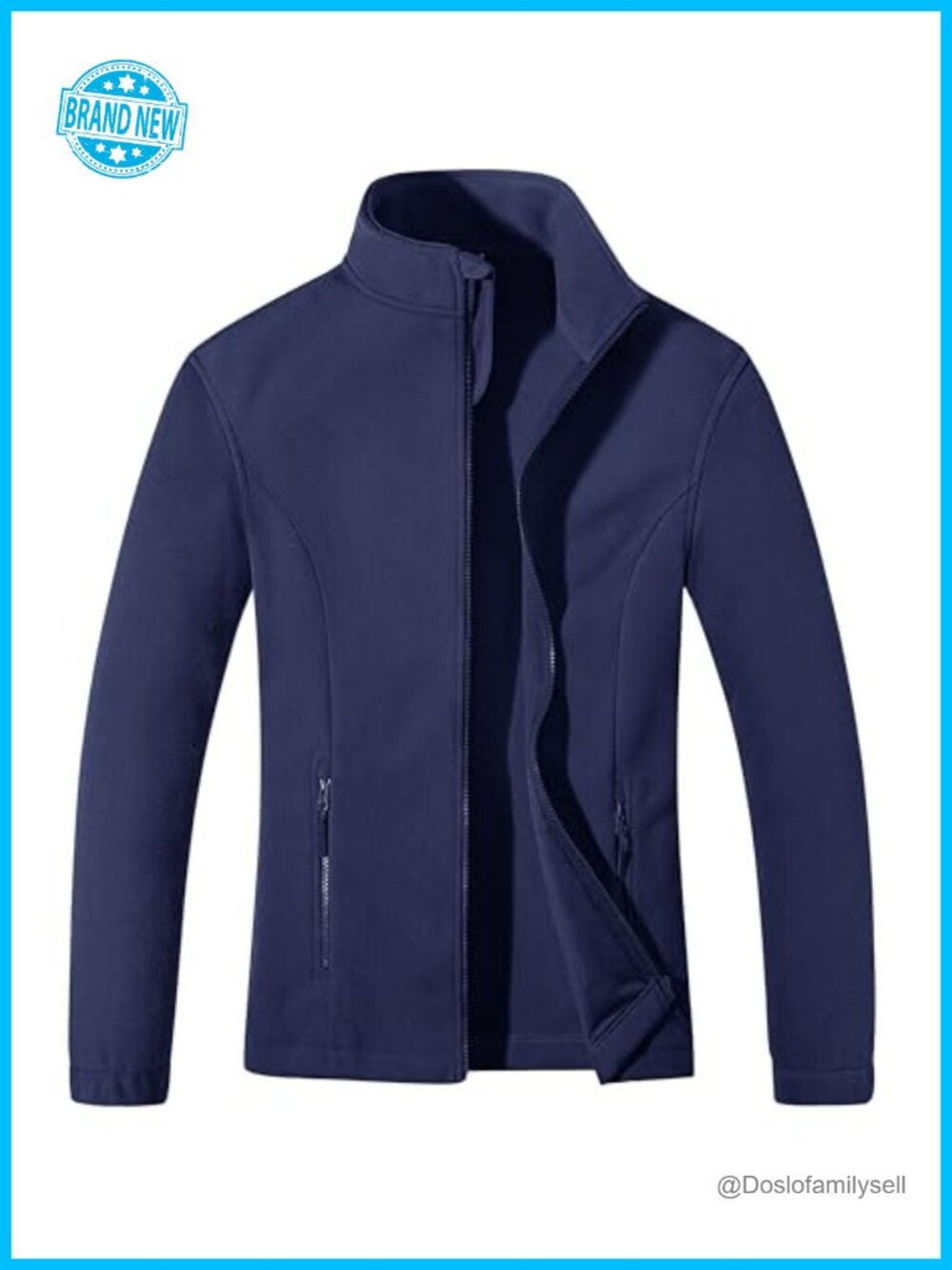 Lightweight Fleece Jacket Full Zip Stand Collar Coat with Pockets